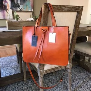 NWT A. BELLUCCI Italy Cognac Leather Tote Bag 🍁